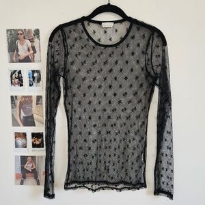 Star Embroidered Mesh Top